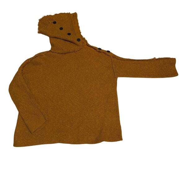 Free People On My Side Sweater Size SM Oversized Chunky Mustard Brown Pre-Owned - Picture 1 of 3